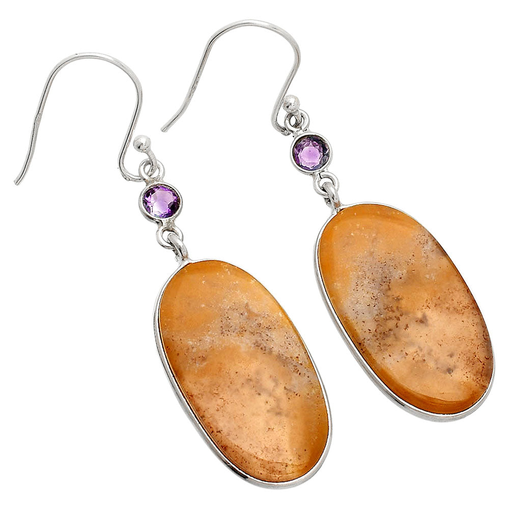 Natural Texas Moss Agate & Amethyst Earrings E-1002 SDE84046