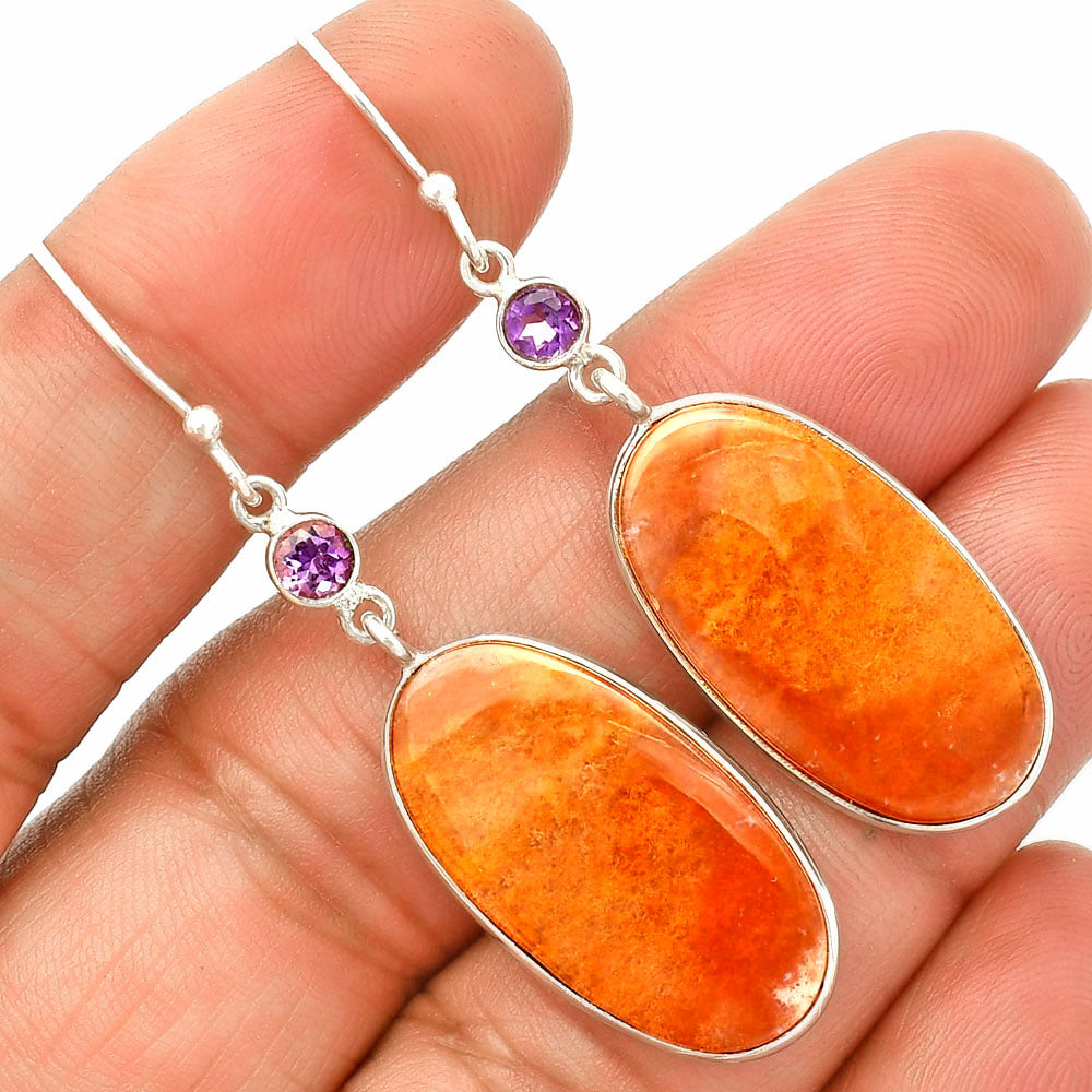 Natural Texas Moss Agate & Amethyst Earrings E-1002 SDE84053