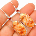 Natural Texas Moss Agate & Garnet Earrings E-1002 SDE84103