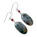 Natural Texas Moss Agate & Garnet Earrings E-1002 SDE89856