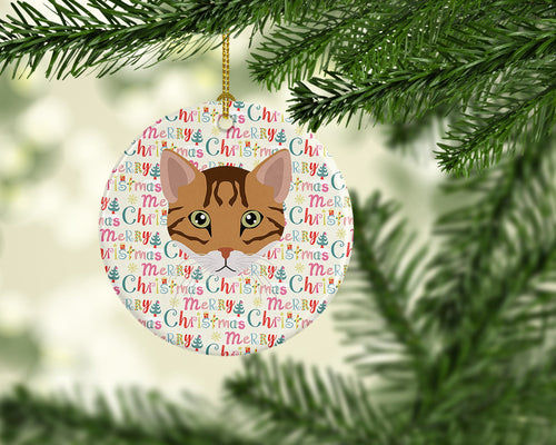 Cheetoh Cat Christmas Ceramic Ornament
