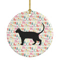 Pantherette Cat Christmas Ceramic Ornament