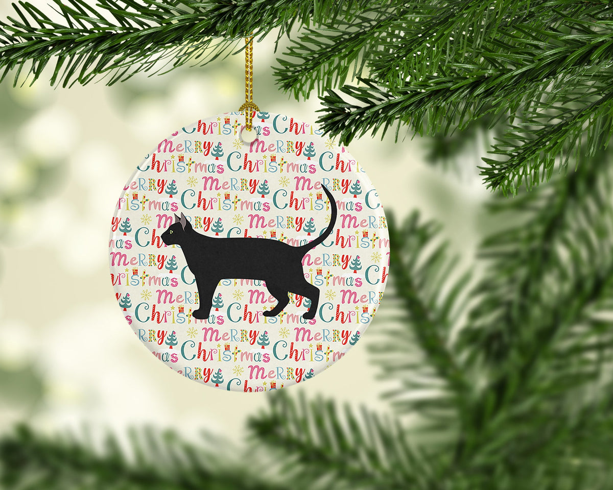 Pantherette Cat Christmas Ceramic Ornament