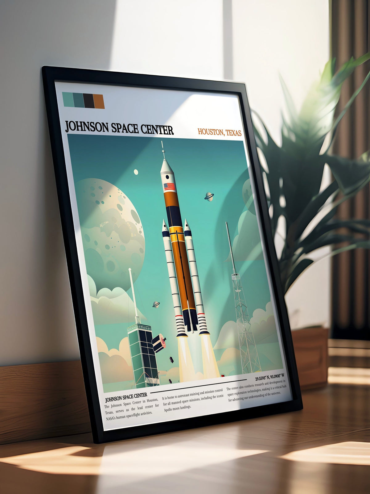 Johnson Space Center  Travel Posters - Houston Artwork - Texas  Living Room Decor