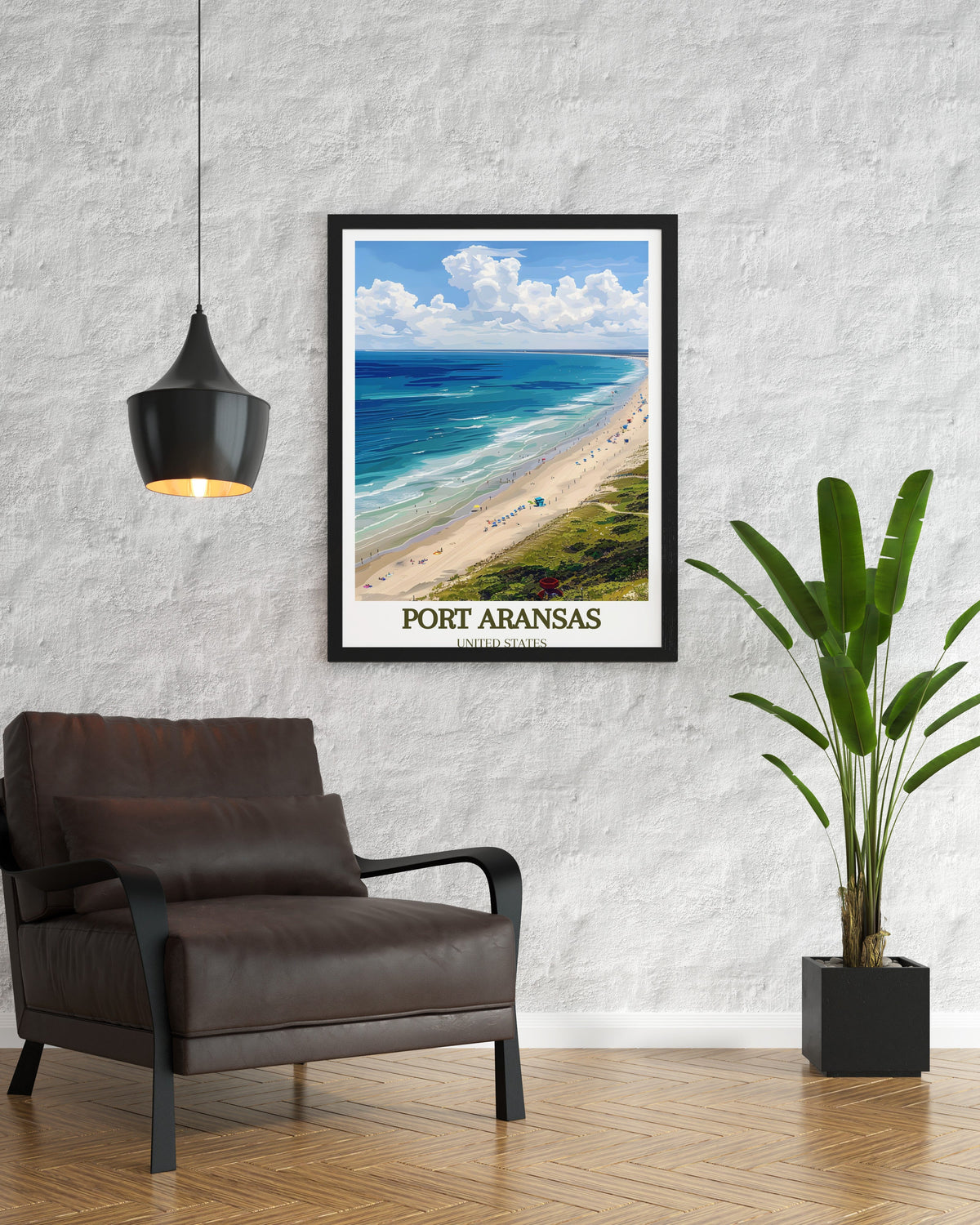 Port Aransas Art Print - Mustang Island Home Decor - Texas Canvas Art - Texas Travel Poster
