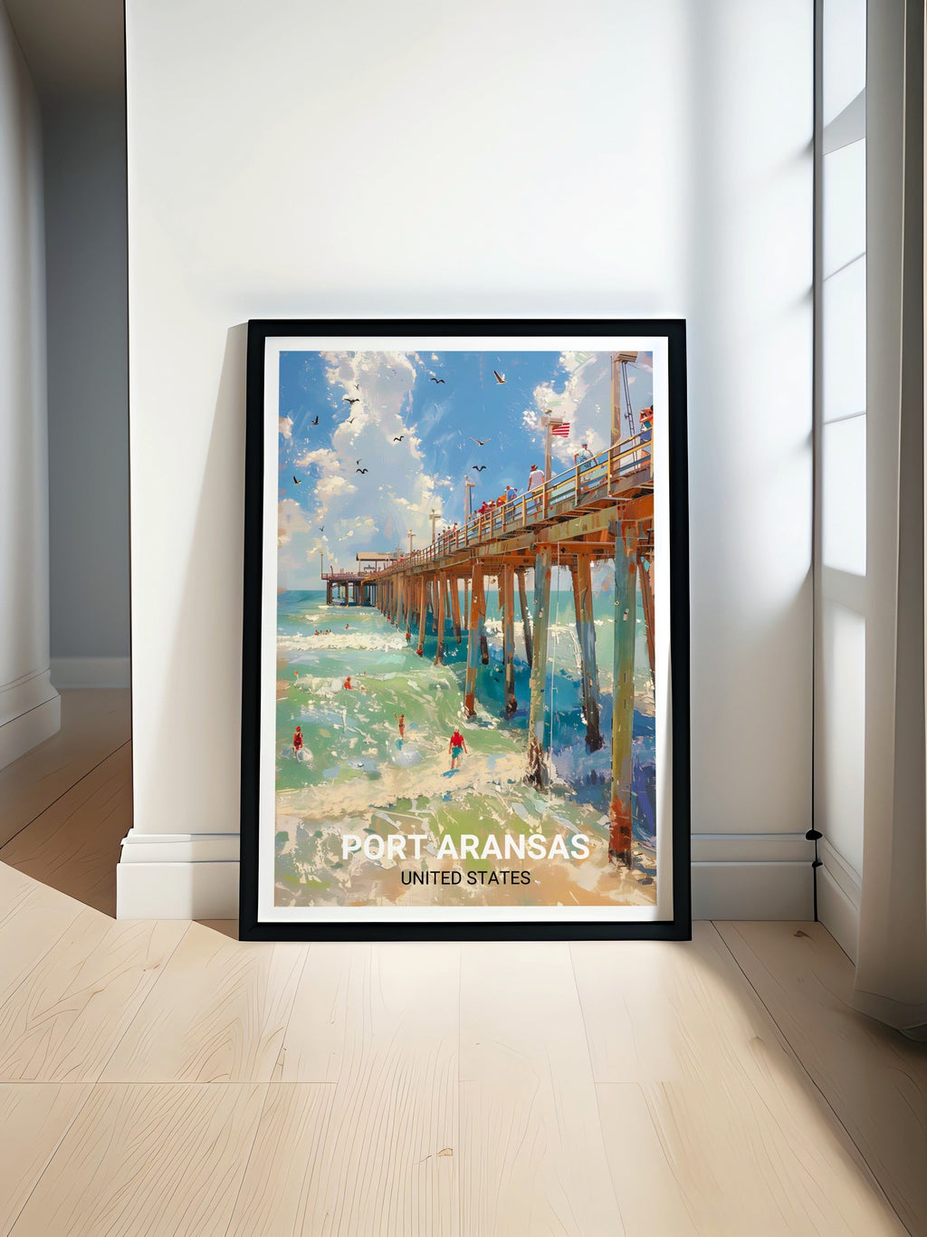Port Aransas Poster - Horace Caldwell Pier Decor - Texas Wall Print - Texas Travel Poster