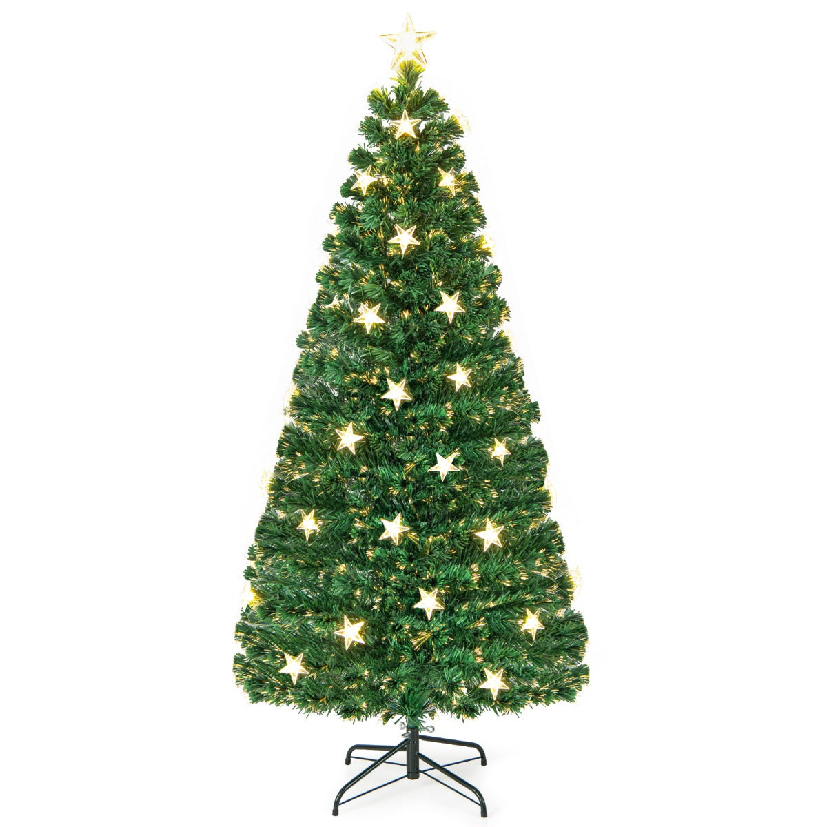 NNECW 150CM/180CM Pre-Lit Christmas Tree with 8 Lighting Modes-1.8M