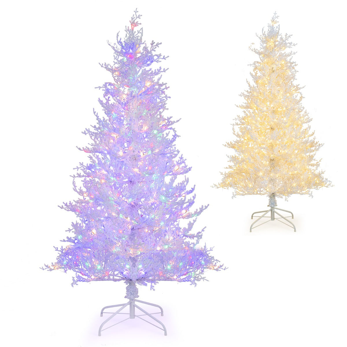 NNECW 185CM Pre-Lit Artificial Christmas Tree with 11 Lighting Modes