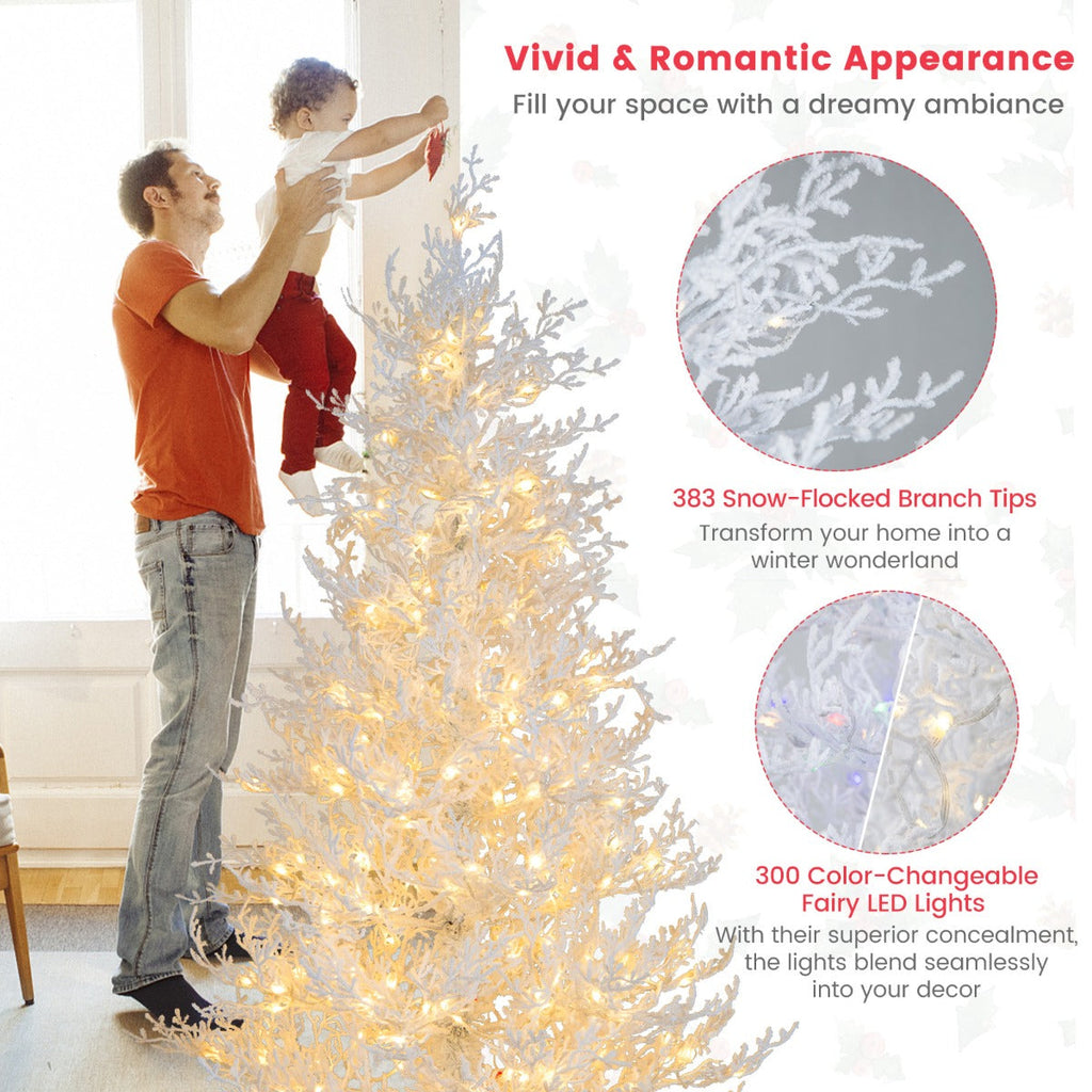 NNECW 185CM Pre-Lit Artificial Christmas Tree with 11 Lighting Modes