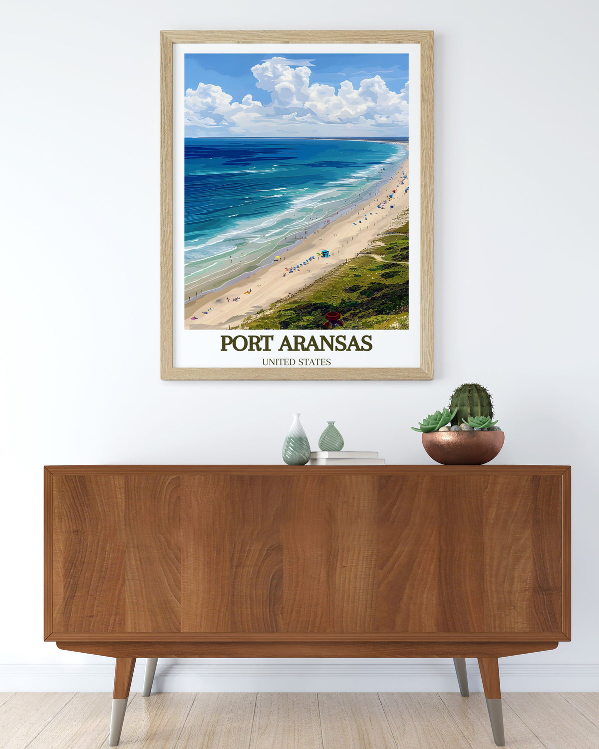 Port Aransas Art Print - Mustang Island Home Decor - Texas Canvas Art - Texas Travel Poster