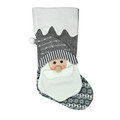 Santa Christmas Stocking - Gray & White