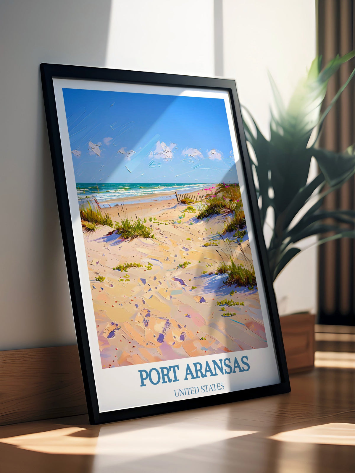 Port Aransas Travel Print - Mustang Island Wall Decor - Texas Home Decor - Texas Wall Print