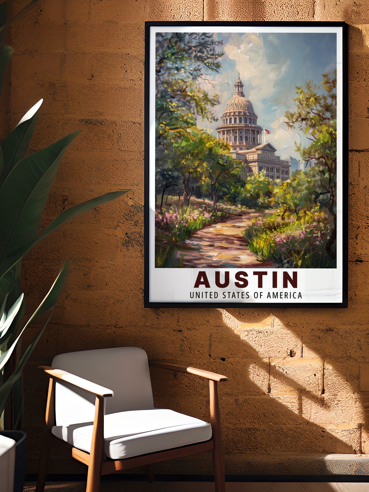 Austin  Framed Prints - Texas State Capitol Ideal Wall Decor - USA  Living Room Decor