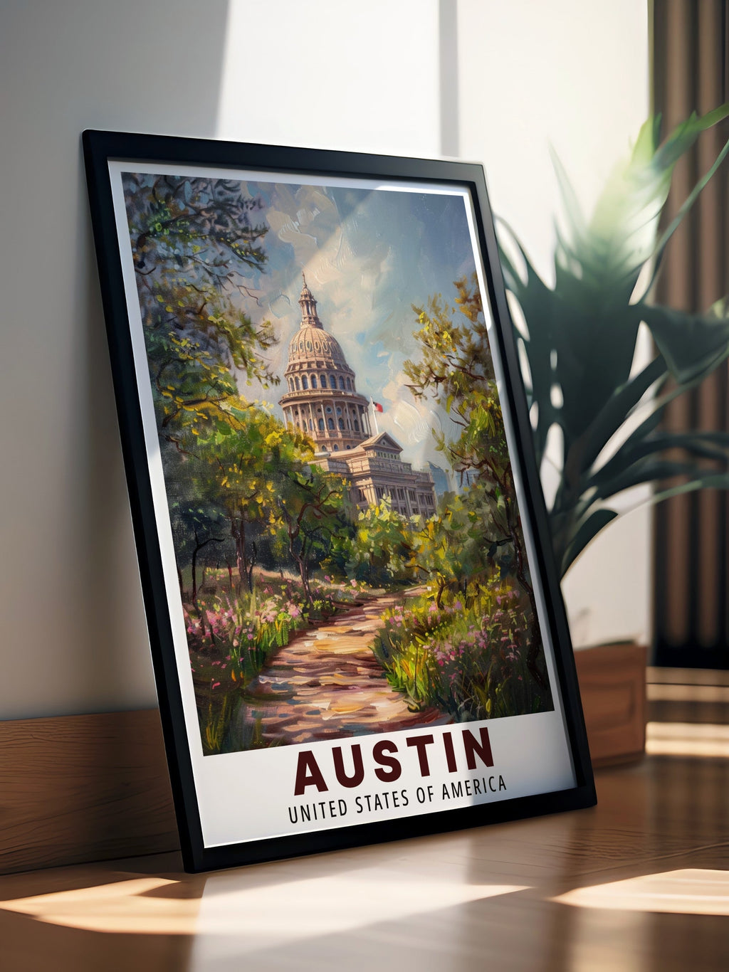 Austin  Framed Prints - Texas State Capitol Ideal Wall Decor - USA  Living Room Decor