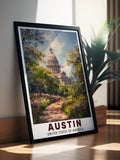 Austin  Framed Prints - Texas State Capitol Ideal Wall Decor - USA  Living Room Decor