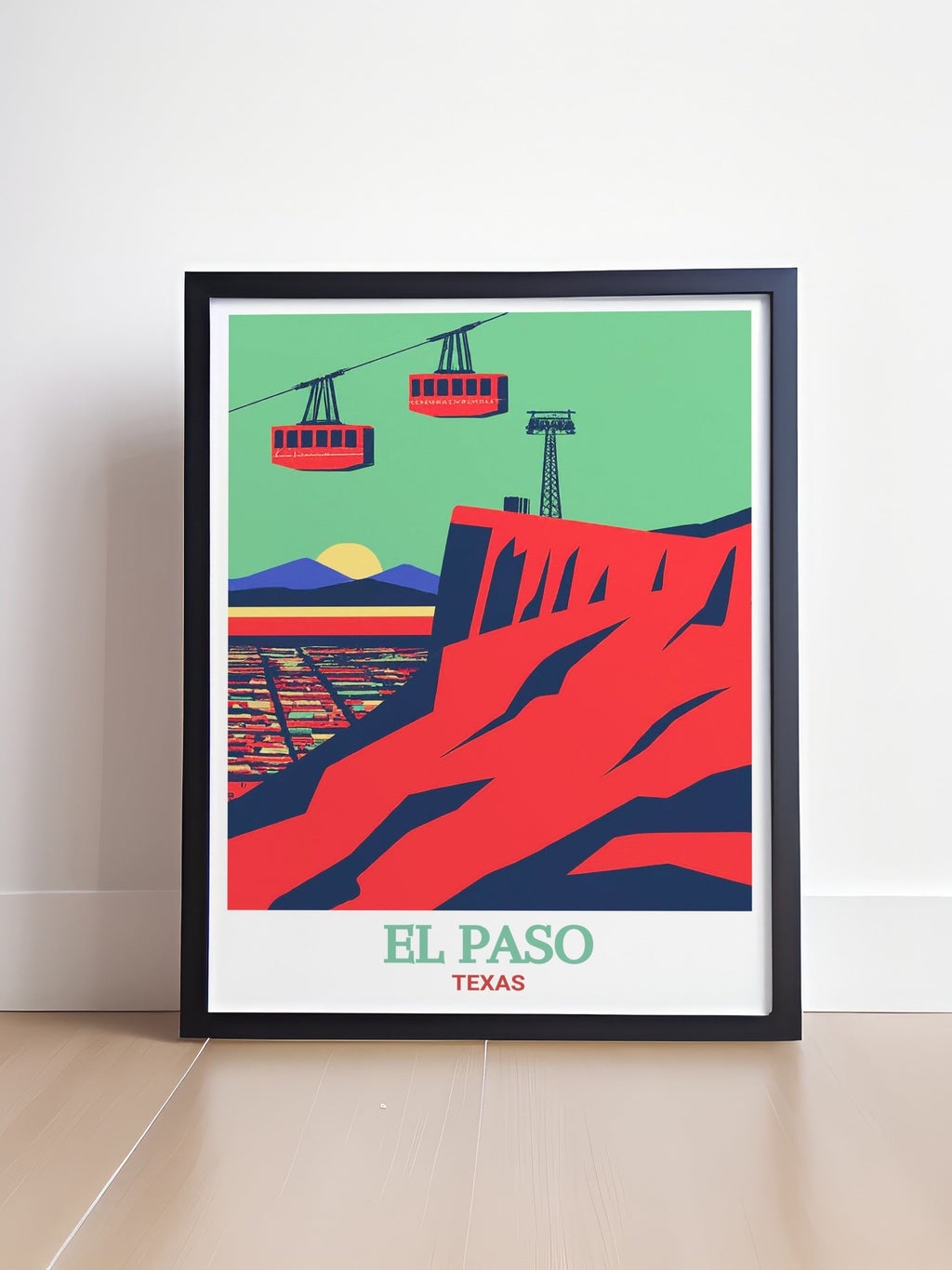 El Paso Travel Print - Wyler Aerial Tramway Wall Art - Texas Travel Poster - Texas Wall Print