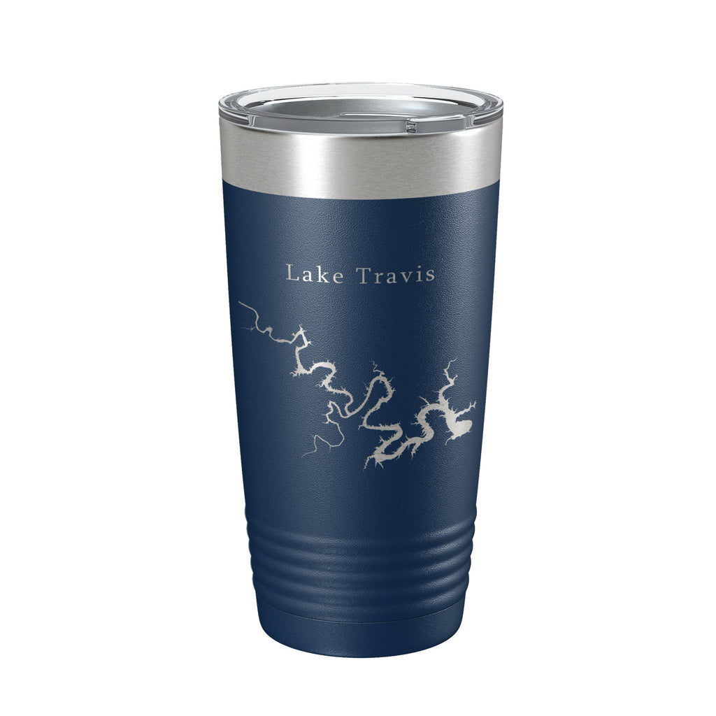 Lake Travis Map Tumbler Travel Mug Insulated Laser Engraved Coffee Cup Texas 20 oz