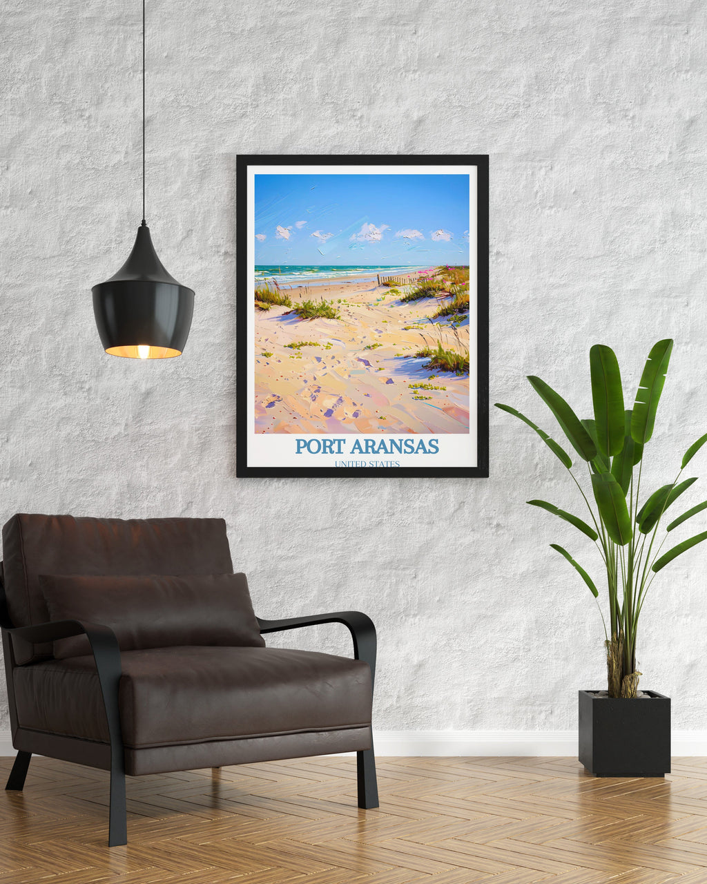 Port Aransas Travel Print - Mustang Island Wall Decor - Texas Home Decor - Texas Wall Print
