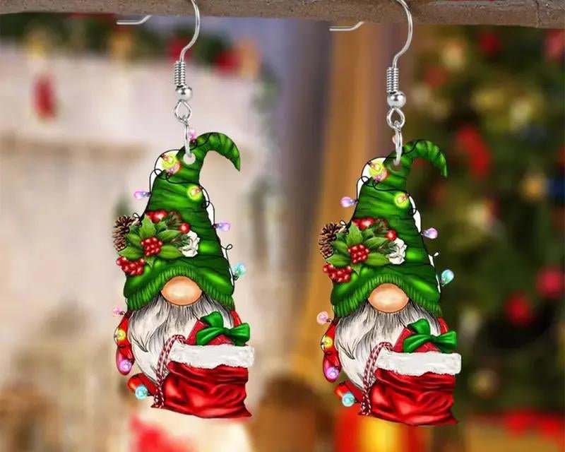 Christmas Gnome Earrings - Xmas Sack