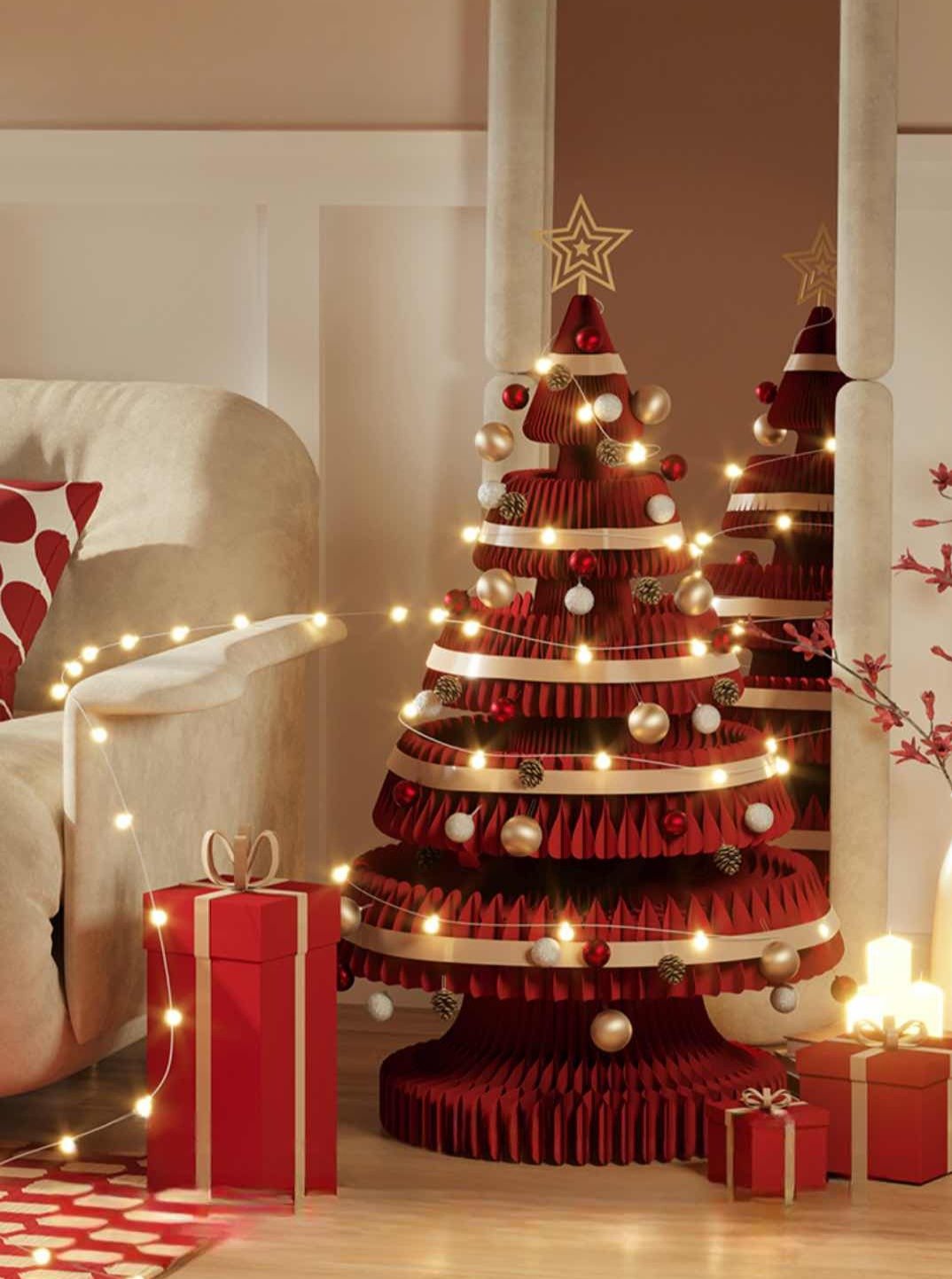 Honeycomb Foldable Accordion Christmas Tree - Christmas Decor for Neutral Nordic Home