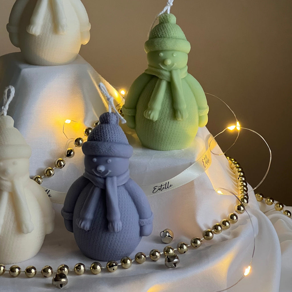 Handmade Snowman Soy Candle: Christmas Home Decor